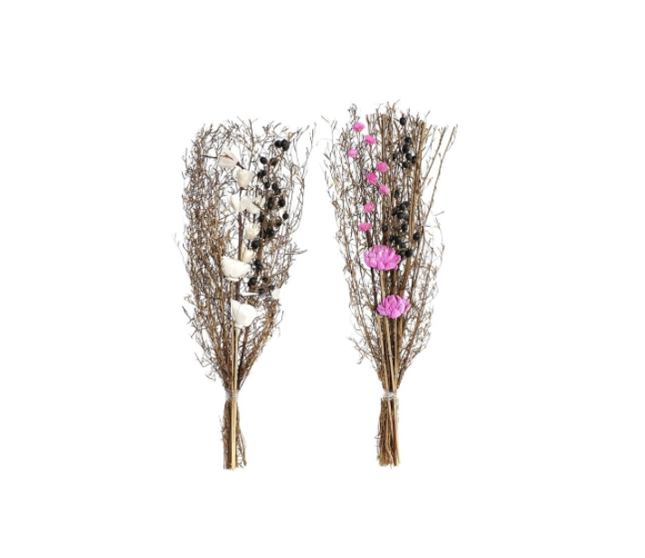 Bunch DKD Home Decor Pink Brown White Dried flower (2 Units) (30 x 30 x 65 cm)